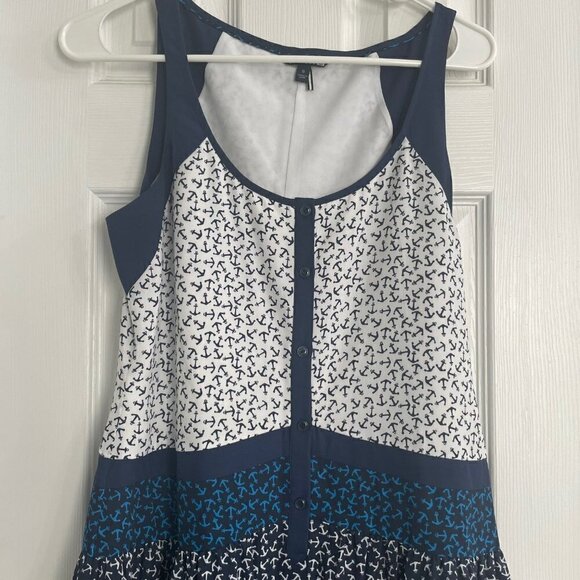Sperry Top-Sider Anchor Print Nautical Coastal Blue White Dress | Small | EUC - Picture 1 of 7